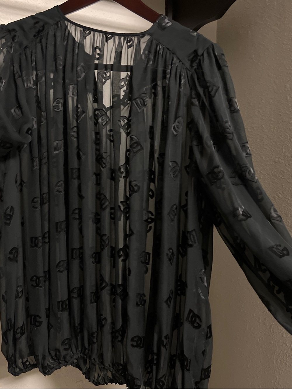 Dolce & Gabbana Black Sheer Logo Blouse
